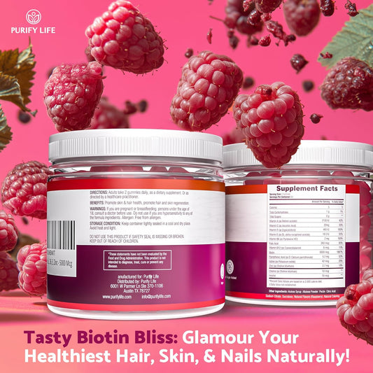 (Bulk - 120Ct) Hair Growth Optimizer - Vegan Biotin Gummies - Tasty Biotin Supplement for Women & Mens Thicker Hair - Nail Growth & Strengthener for Brittle Breaking Nails & Skin Health, Gluten-Free